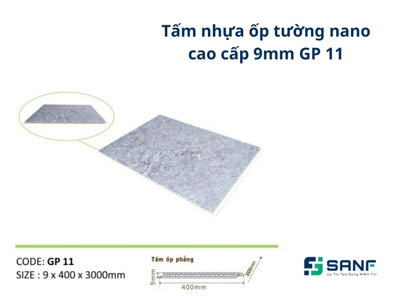 Tấm nhựa ốp tường nano GP 11 dành cho phòng khách, nhà bếp