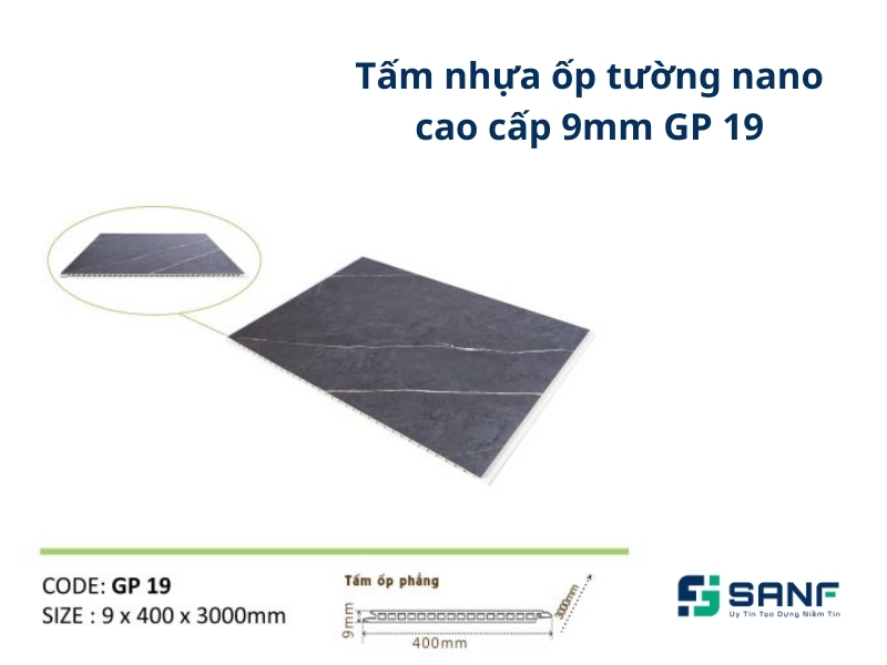 Tấm nhựa ốp tường nano GP 19 phù hợp với phòng khách ở chung cư