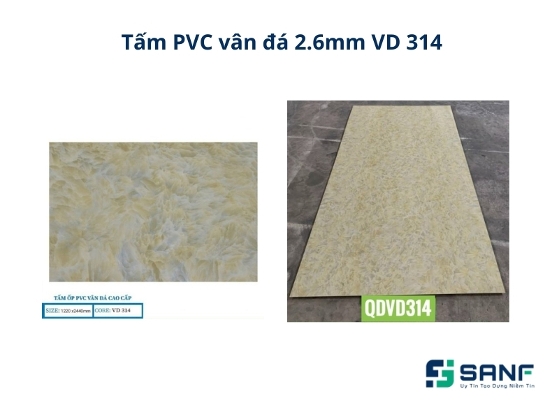 Tấm nhựa PVC vân đá VD 314 dành cho văn phòng, công ty