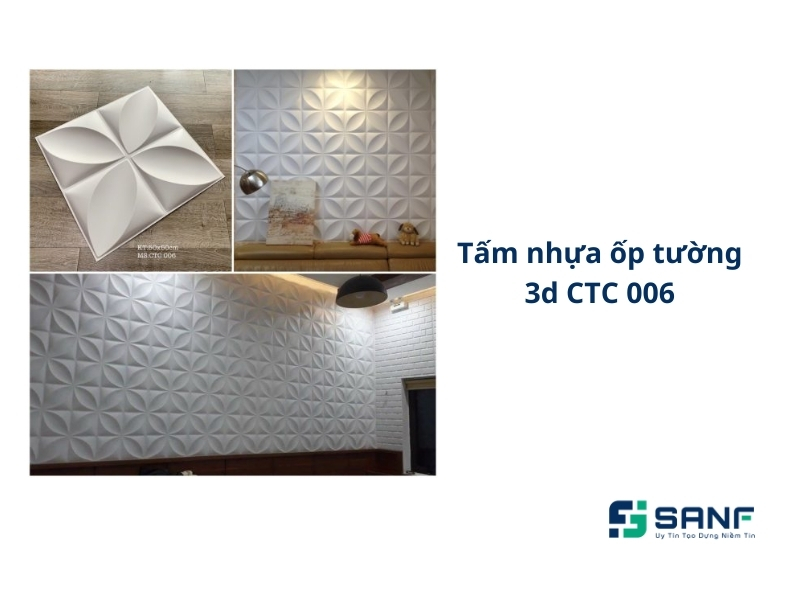 Tấm nhựa ốp tường 3D CTC 006 dành cho phòng khách hiện đại