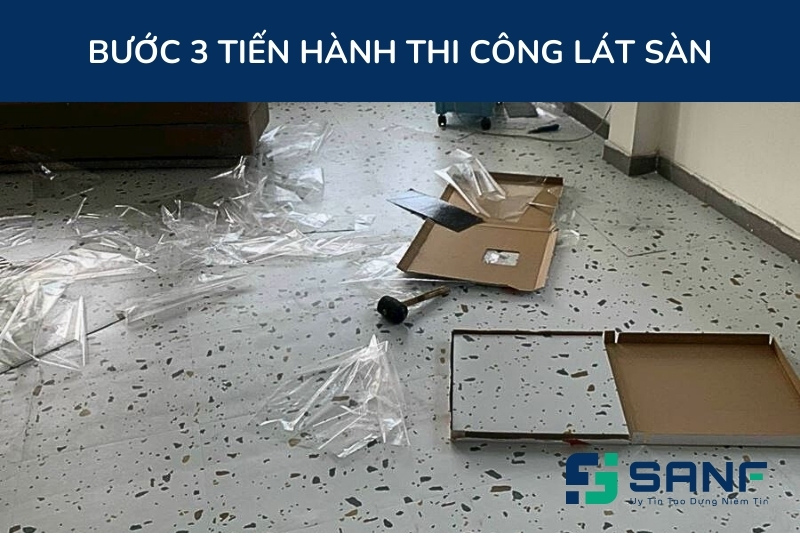 thi công sàn nhựa giả đá