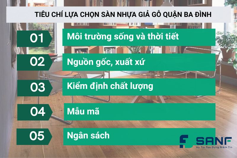 Tiêu chí lựa chọn sàn nhựa giả gỗ quận Ba Đình