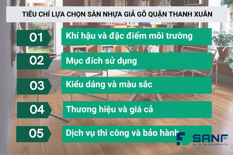 Tiêu chí lựa chọn sàn nhựa giả gỗ quận Thanh Xuân